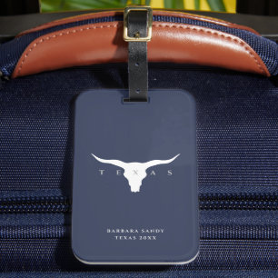Modern Texas Longhorn Sommarens eget namn blått Bagagebricka