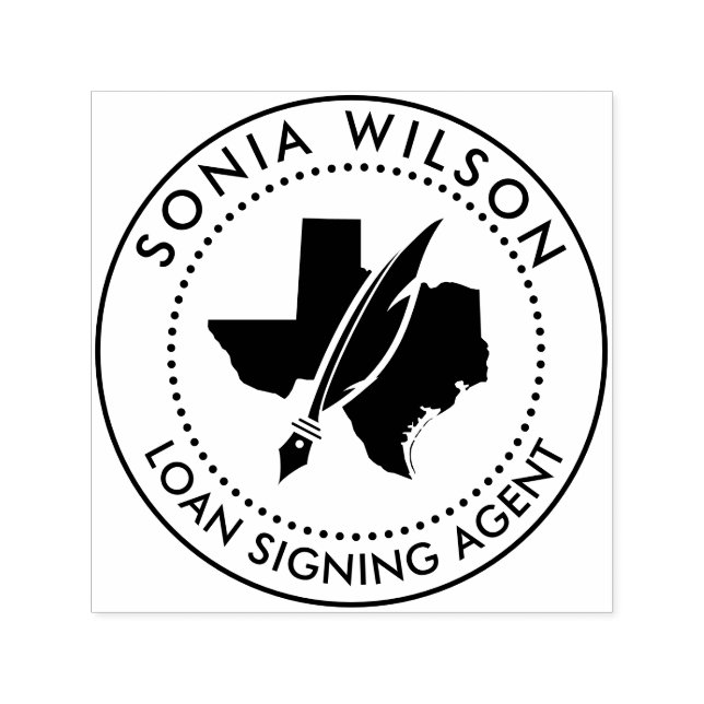 Modern Texas Notary Public Loan Signing Agent Självfärgande Stämpel (Design)