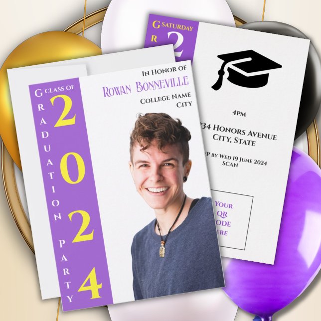 Modern text 1 Photo Gult White Lila Black Spara Datumet (Skapare uppladdad)