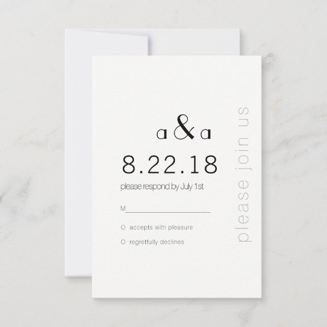 Modern text bröllopsinbjudan RSVP-kort OSA Kort (Framsida)