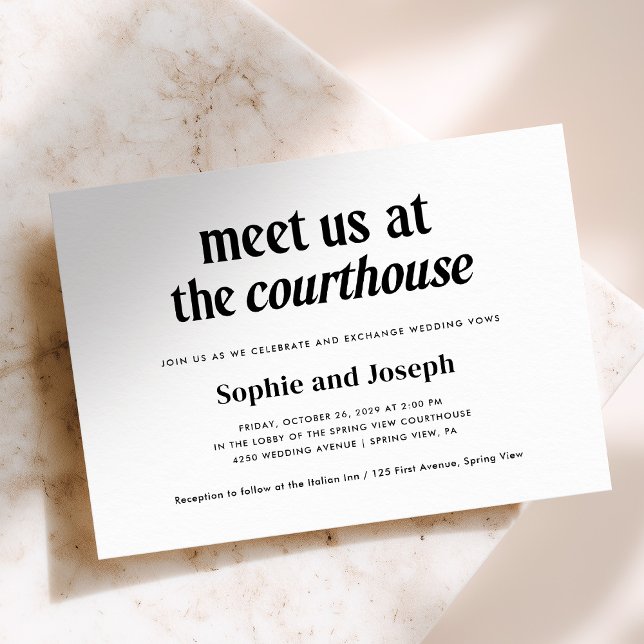 Modern Text | Courthouse Wedding Elopement Inbjudningar (Skapare uppladdad)
