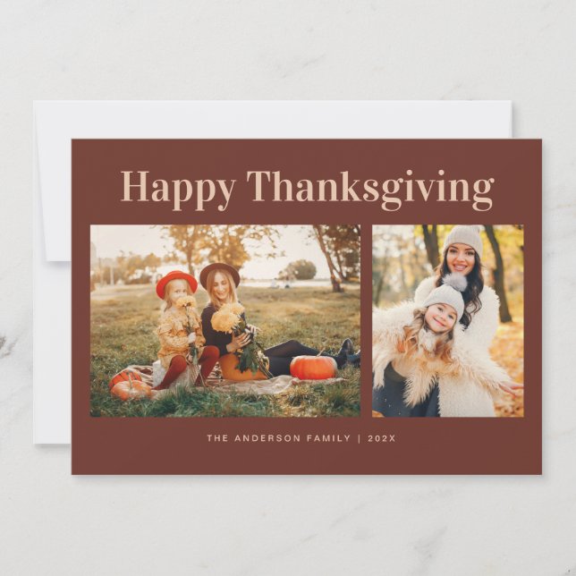 Modern text Glad Thanksgiving-fotografi  Julkort (Framsida)