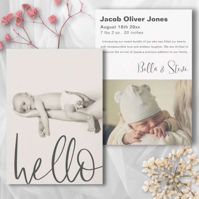 Modern Text Hej Photo Baby-meddelande Meddelande (Skapare uppladdad)