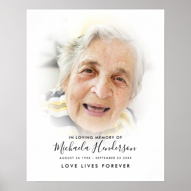 Modern text Memorial Photo Tribute - Anpassningsba Poster (Framsidan)