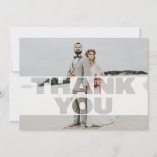 Modern text Overlay Bröllop Photo tackto You Card Tack Kort