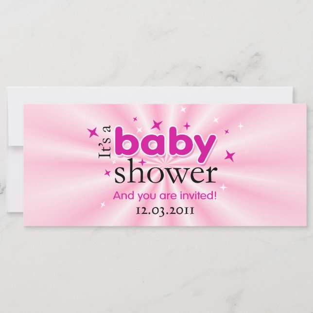 Modern text Rosa Stars Funny Babyskare Party Inbjudningar (Framsida)