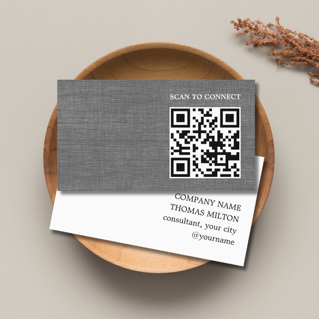 Modern textur grå svart QR-kod fet Visitkort (Skapare uppladdad)