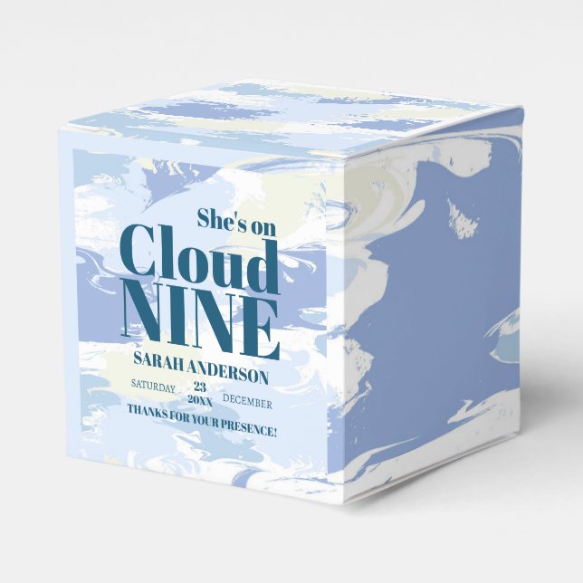Modern Textured Cloud Nine Bröllsdusch Chic Presentaskar (Framsidan Sidan)