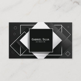 Modern Textured Geometrisk Svart och Vit Visitkort