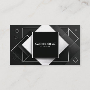 Modern Textured Geometrisk Svart och Vit Visitkort