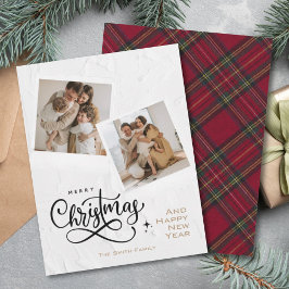 Modern texturerad God jul Red Play Photo Julkort