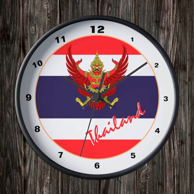 Modern thailändsk Flagga, Thailand patriotiskt hem Rund Klocka (Skapare uppladdad)