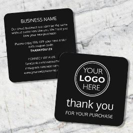 Modern Thank You Logo Small Business Black White Fyrkantigt Visitkort