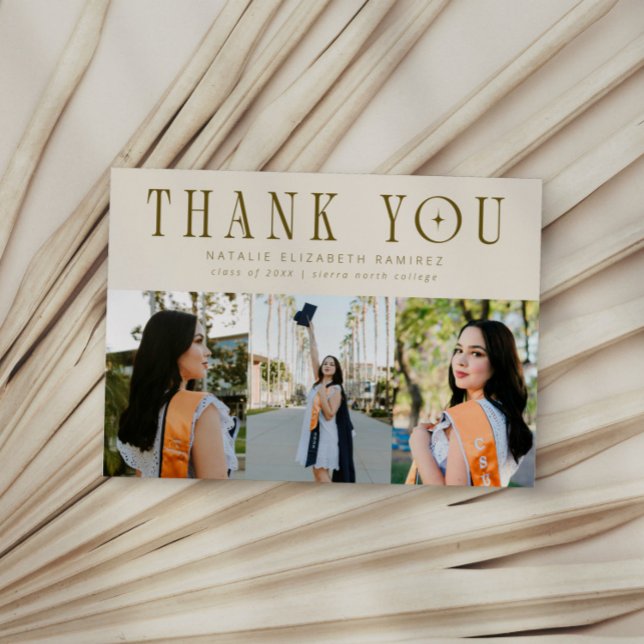 Modern Thank You Multi Photo Cream Graduation Meddelande (Skapare uppladdad)