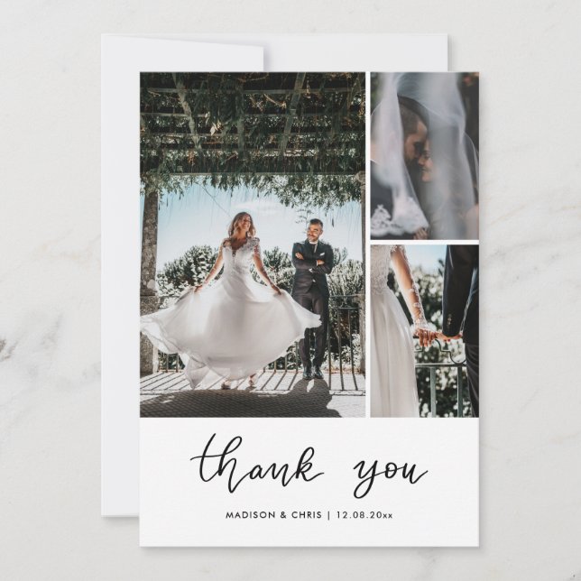 Modern Thank You Script Wedding Photo  Tack Kort (Framsida)