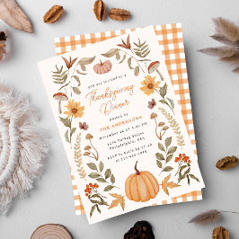 Modern Thanksgiving Dinner Pumpkin & Höst löv Inbjudningar