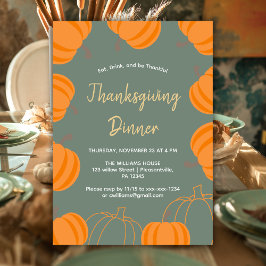 Modern Thanksgiving Dinner Pumpkin Sage Inbjudningar