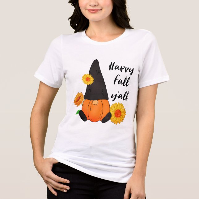Modern Thanksgiving Fall Pumpkin Gnome T Shirt (Framsida)