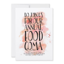 Modern Thanksgiving Food Coma-inbjudan