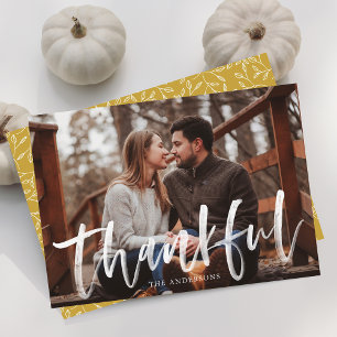 Modern Thanksgiving för fotoskript med tankfull Gu Julkort