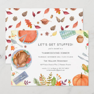 Modern Thanksgiving Friendsgiving Middag Party Inbjudningar