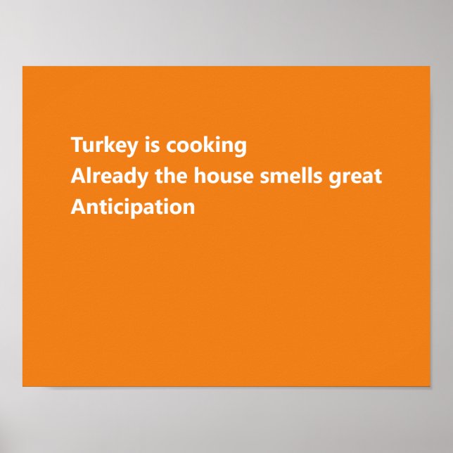 Modern Thanksgiving Haiku-Dikt - minimal Orange Poster (Framsidan)