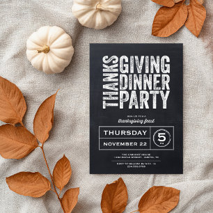Modern Thanksgiving i Rustic Chalkboard Party Inbjudningar
