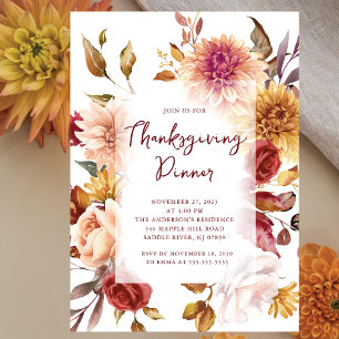 Modern Thanksgiving-inbjudan till hösten Träd Inbjudningar