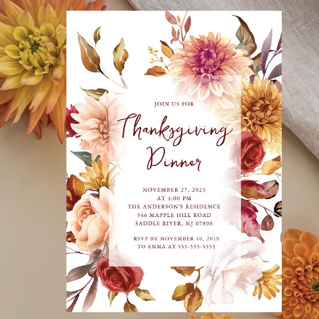 Modern Thanksgiving-inbjudan till hösten Träd Inbjudningar (Skapare uppladdad)