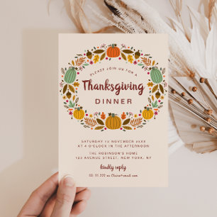 Modern thanksgiving-middagsinbjudan inbjudningar