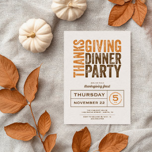 Modern Thanksgiving Party Inbjudningar