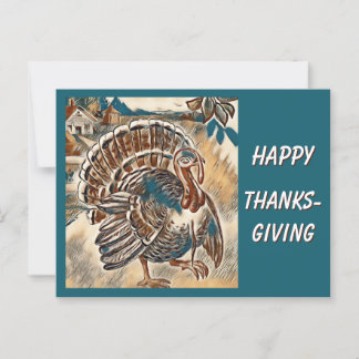 Modern Thanksgiving Turkiet-vykort Vykort
