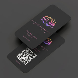 Modern Therapist Hälsa Holografisk Rosa Lotus Visitkort