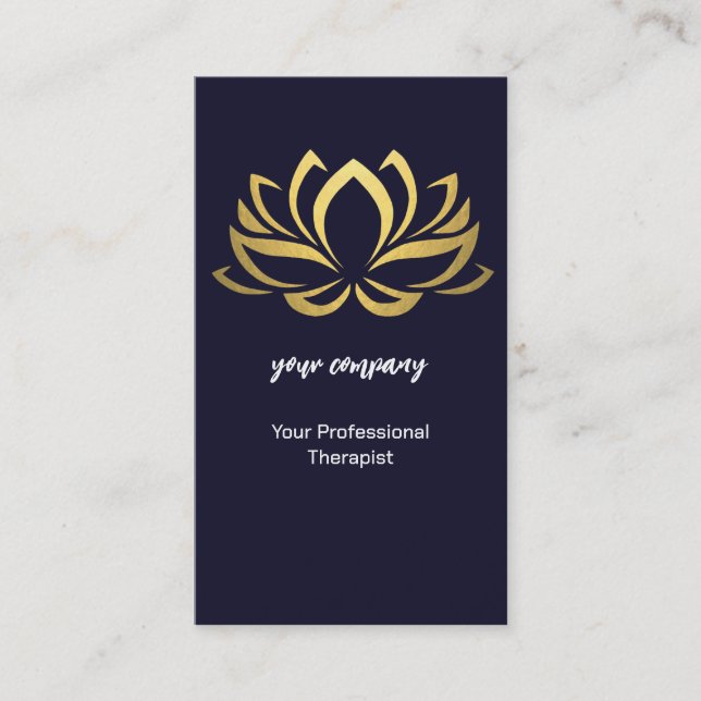 Modern Therapist Wellness Holographic Gold Lotus Visitkort (Framsida)