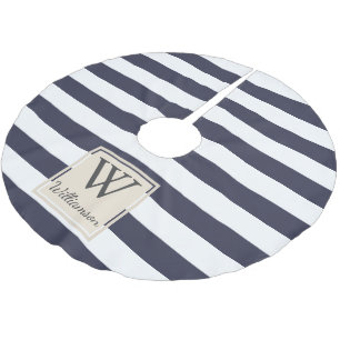 Modern Thick White Nautical Rand Julgransmatta Borstad Polyester