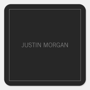 Modern Thin Ram och ditt namn   MÖRK GRÅTT & GRÅTT Fyrkantigt Klistermärke