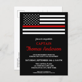 Modern Thin Red Line Firefighter Pension Party Inbjudan Vykort