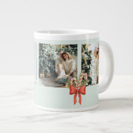 Modern Three-Photo Holiday Family Collage Jumbo Mugg