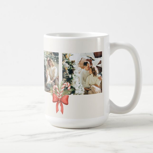 Modern Three-Photo Holiday Family Collage Kaffemugg (Höger)