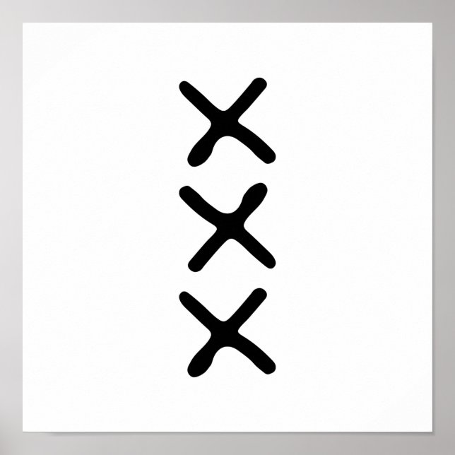 Modern Three X Monokrom Minimalistisk Nordisk Poster (Framsidan)