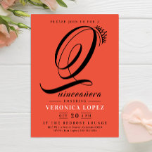 Modern Tiara Orange Red 15th Quinceañera Party