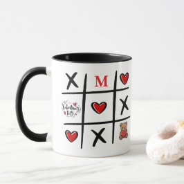 Modern Tic Tac Toe Alla hjärtans dag Förnamn Mugg