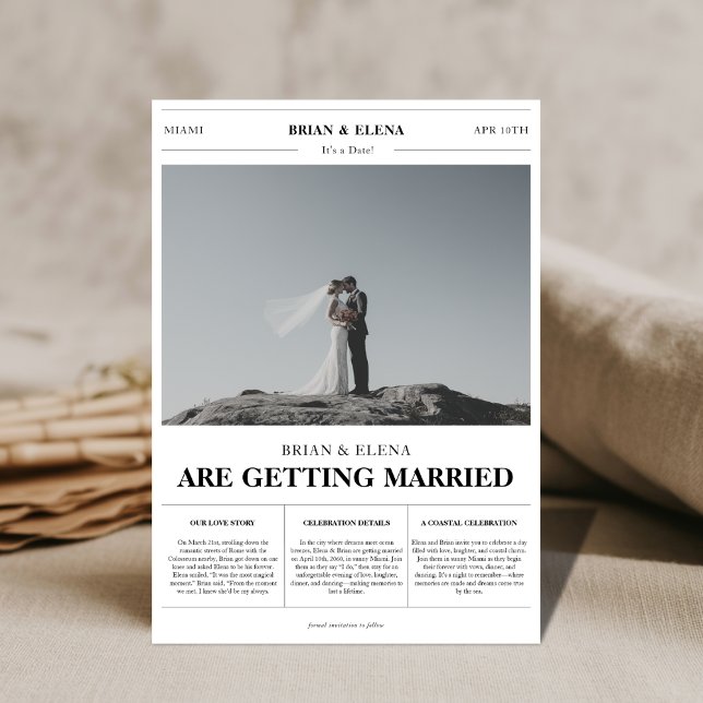 Modern tidning Stil - fotospara Bröllop Spara Datumet (Skapare uppladdad)