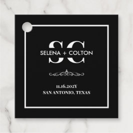 Modern tidslös Märkre för svartvita bröllop Gåvor Etiketter