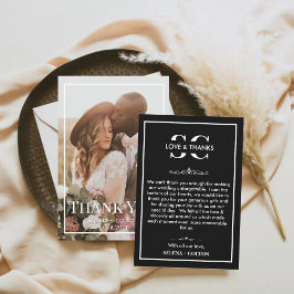 Modern tidslös svart/vit foto Bröllop Tack Kort