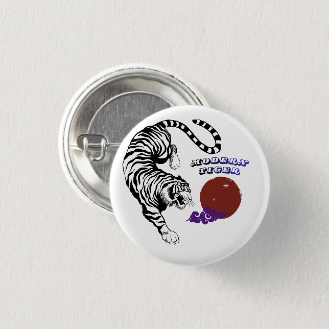 Modern Tiger Grafisk Konst Knapp (Framsida & baksida)