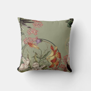 Modern tiger Lily & Blommigt Design Grönt av sel Kudde