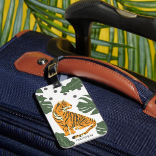 Modern tiger och Jungle Löv Art Personlig Bagagebricka