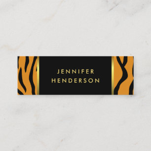 Modern tiger print black guld professionell mini visitkort