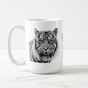 Modern Tiger Svart och Vitt Monogram Citat Kaffemugg